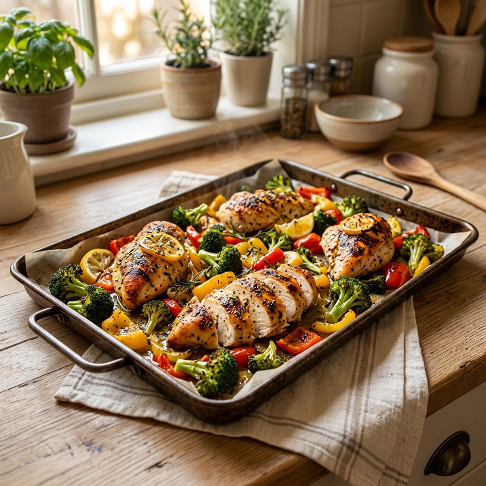 Sheet pan lemon chicken and vegetables